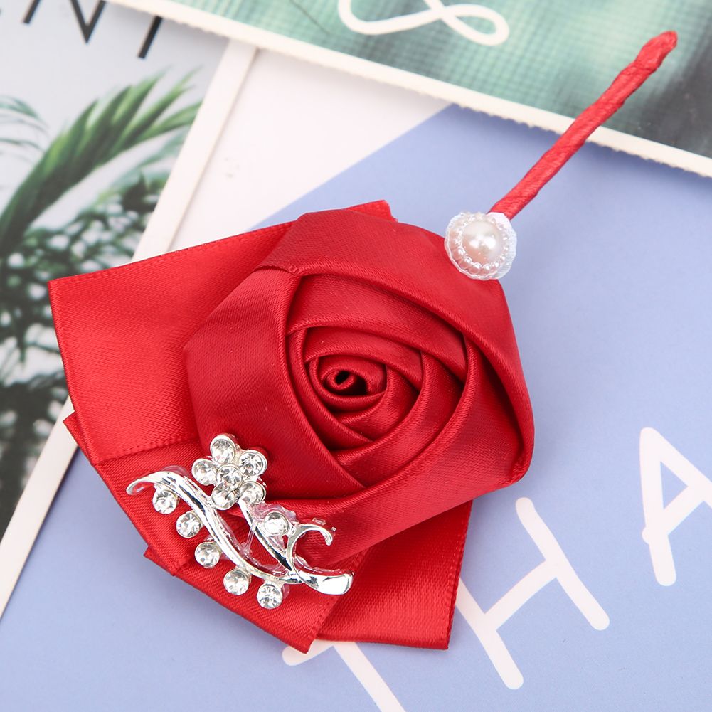4Pcs Exquisite Ribbon Wedding Corsage Brooch Bridesmaid Artificial Chest view 8
