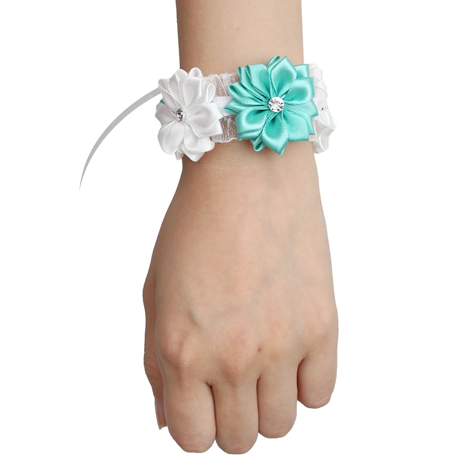 6Pcs Beautiful Bride Bridesmaids Simulation Ribbon Wrist Flower Wedding view 3