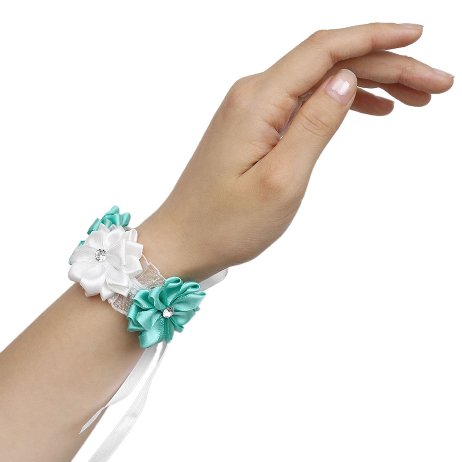 6Pcs Beautiful Bride Bridesmaids Simulation Ribbon Wrist Flower Wedding view 4