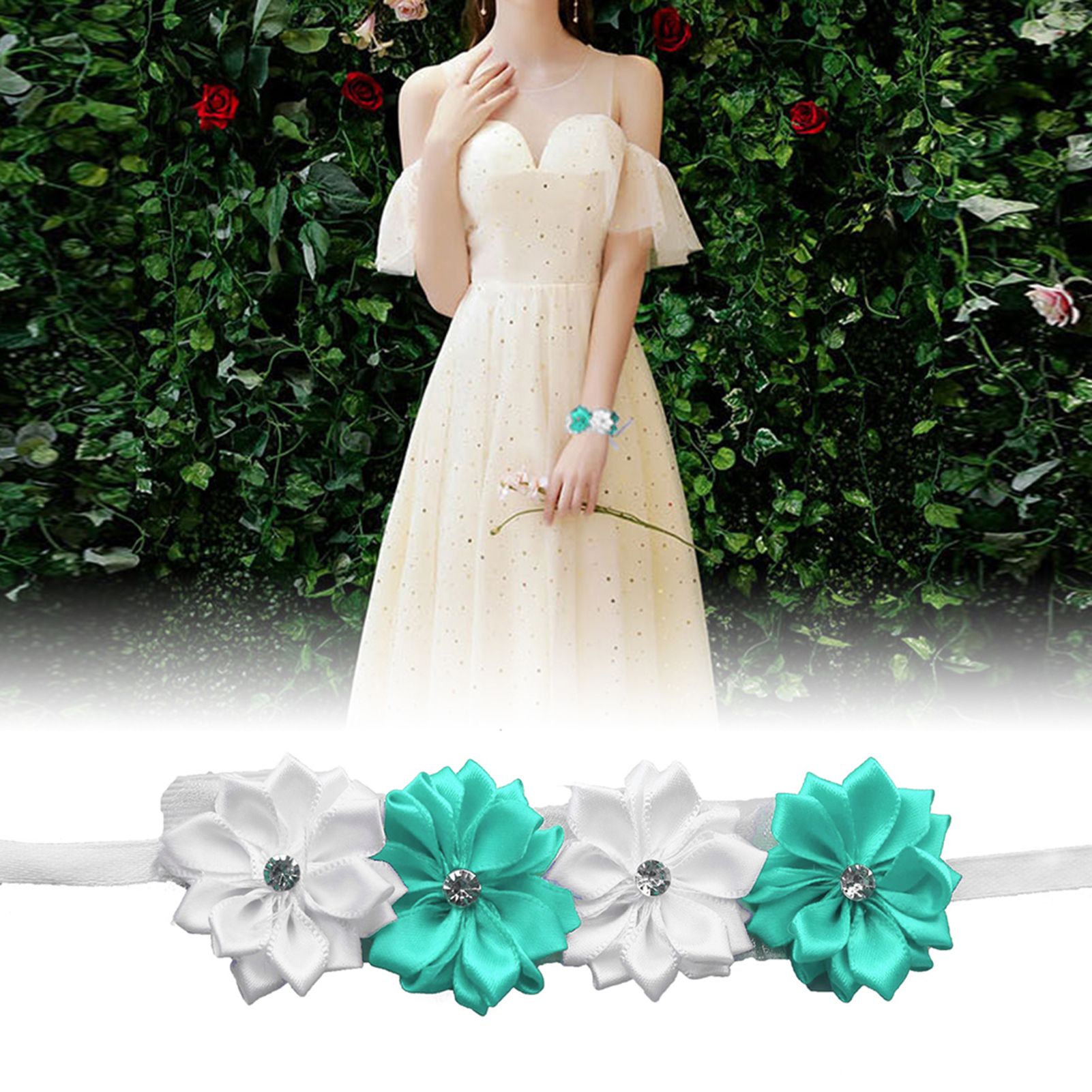 6Pcs Beautiful Bride Bridesmaids Simulation Ribbon Wrist Flower Wedding view 6