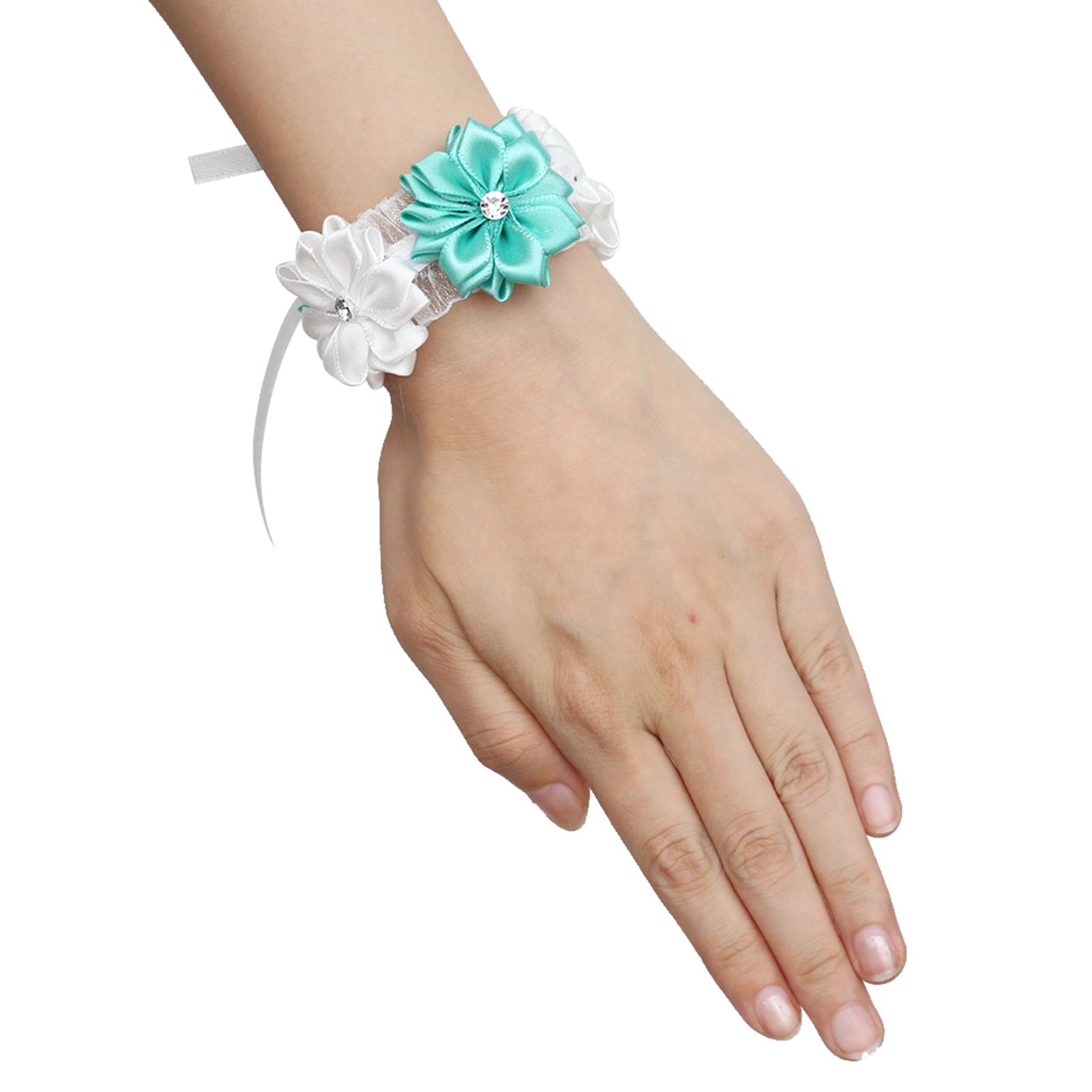 6Pcs Beautiful Bride Bridesmaids Simulation Ribbon Wrist Flower Wedding view 8
