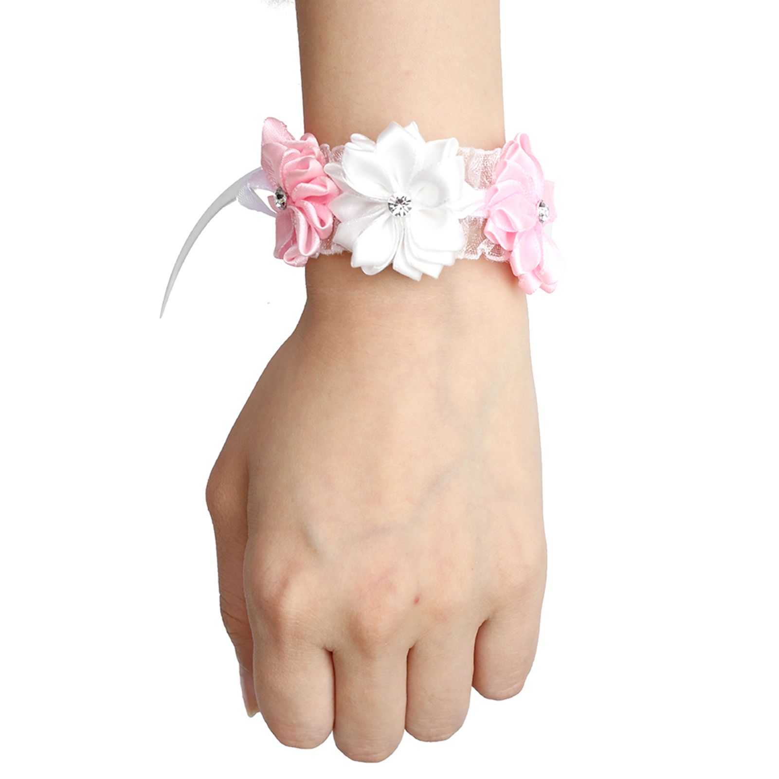 6Pcs Beautiful Bride Bridesmaids Simulation Ribbon Wrist Flower Wedding view 3