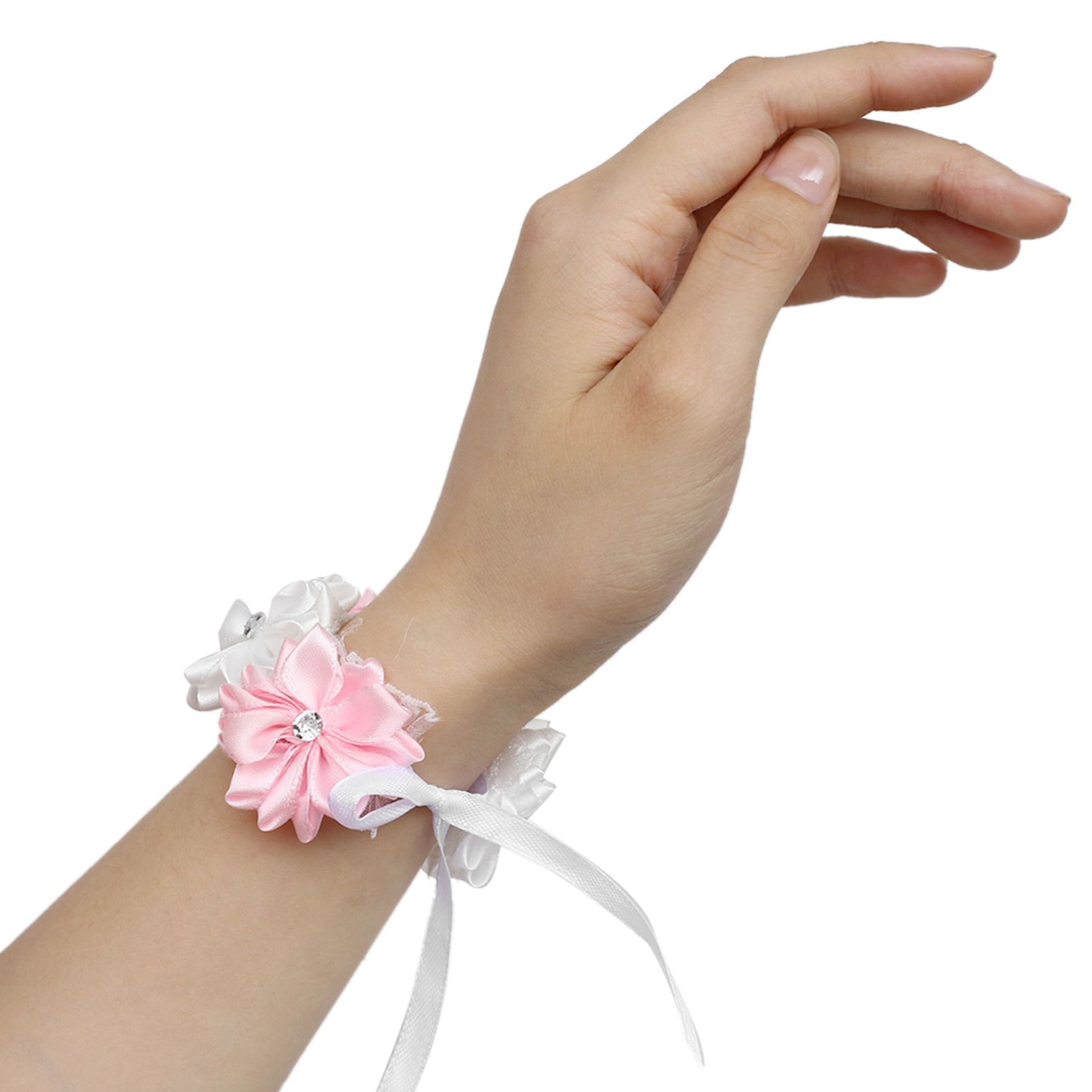 6Pcs Beautiful Bride Bridesmaids Simulation Ribbon Wrist Flower Wedding view 4