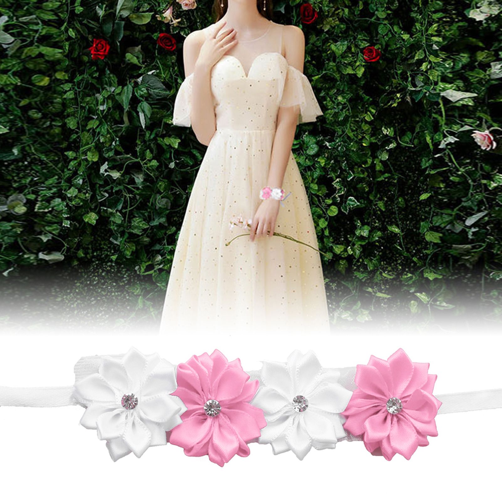 6Pcs Beautiful Bride Bridesmaids Simulation Ribbon Wrist Flower Wedding view 6