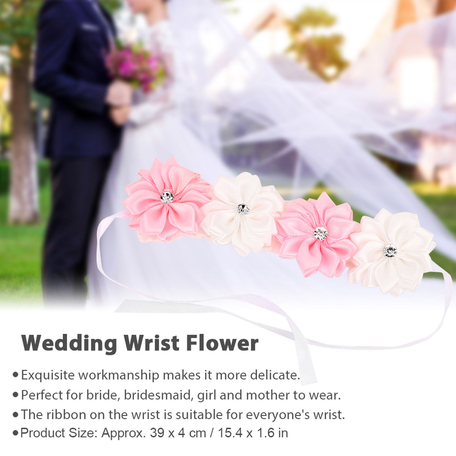 6Pcs Beautiful Bride Bridesmaids Simulation Ribbon Wrist Flower Wedding view 7