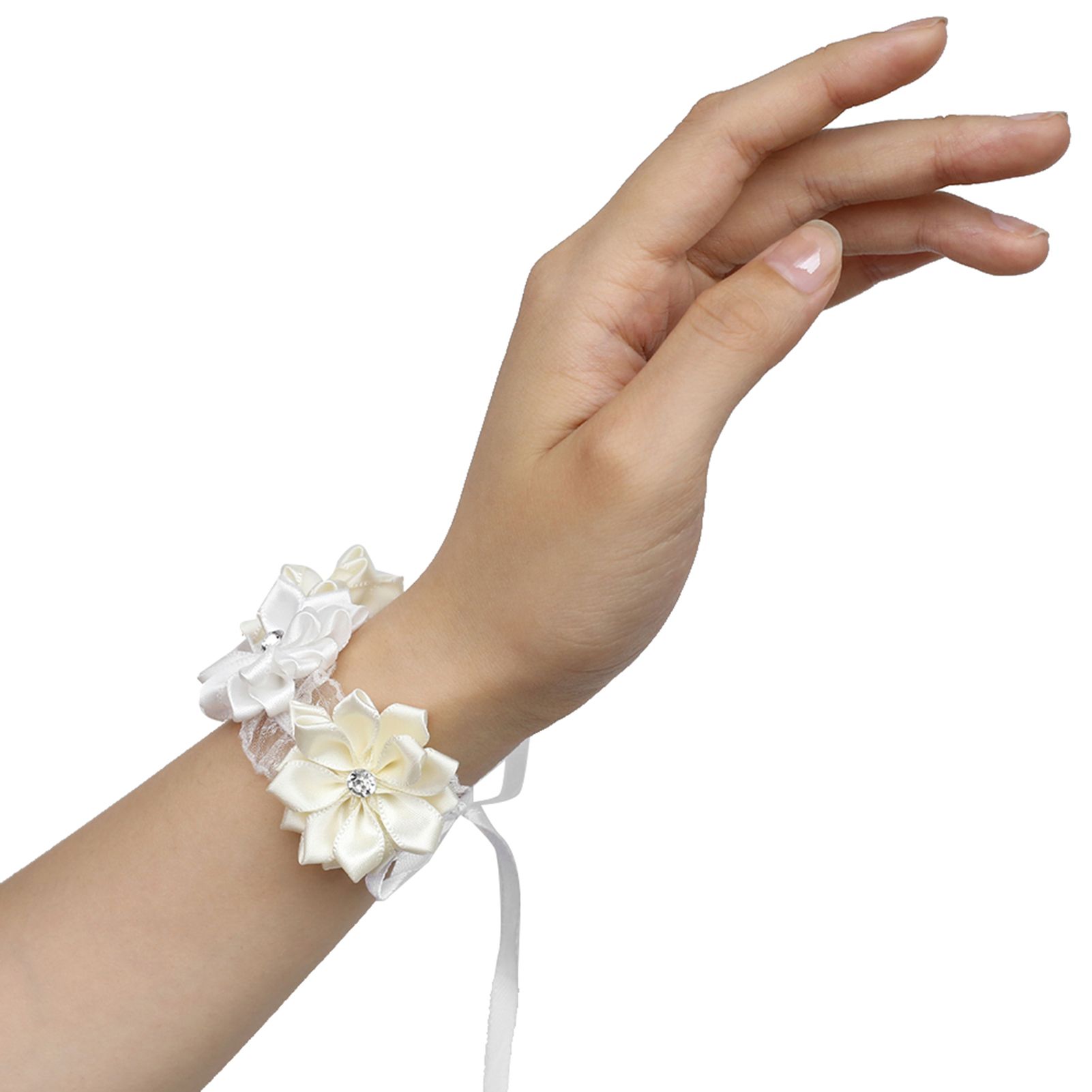 6Pcs Beautiful Bride Bridesmaids Simulation Ribbon Wrist Flower Wedding view 4