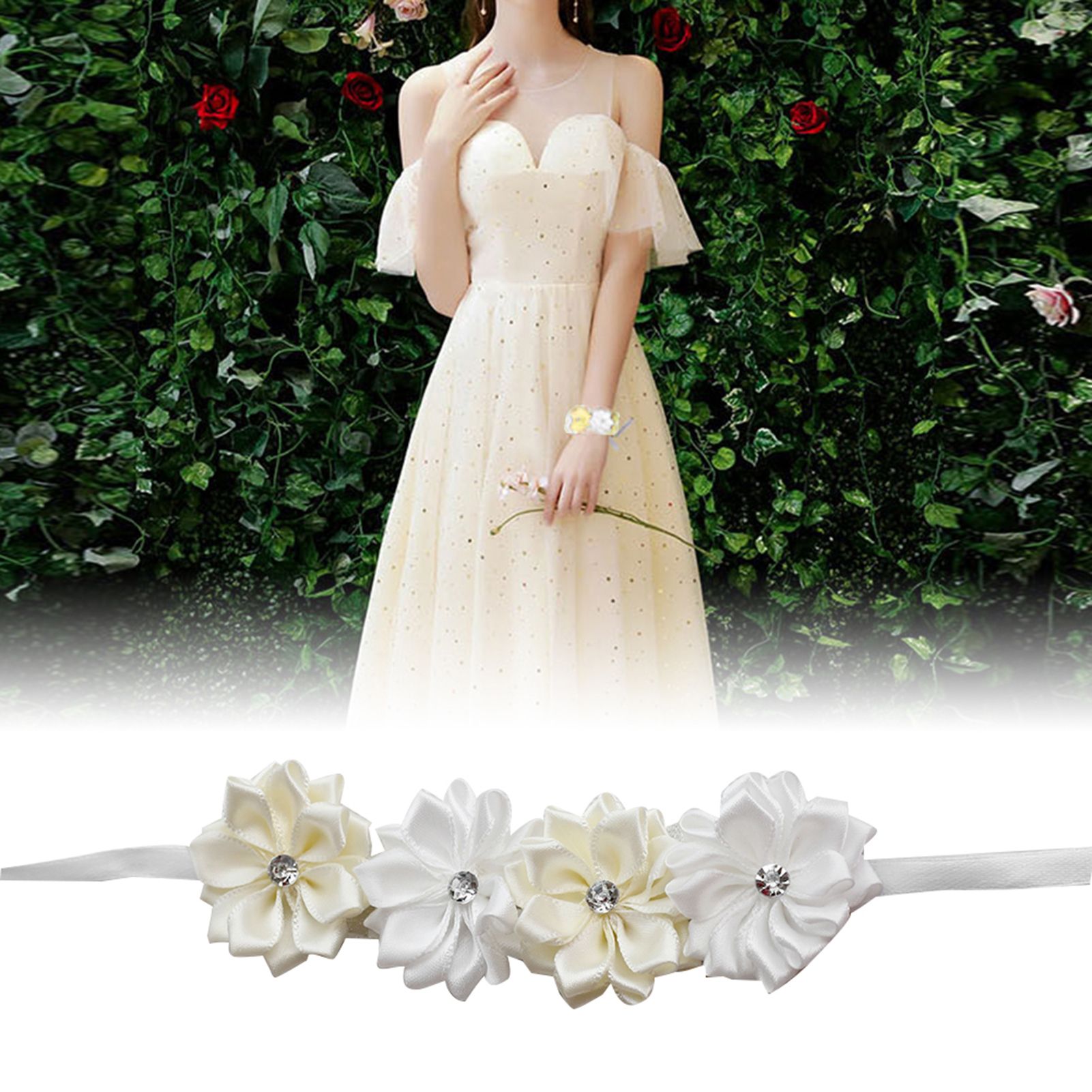 6Pcs Beautiful Bride Bridesmaids Simulation Ribbon Wrist Flower Wedding view 6