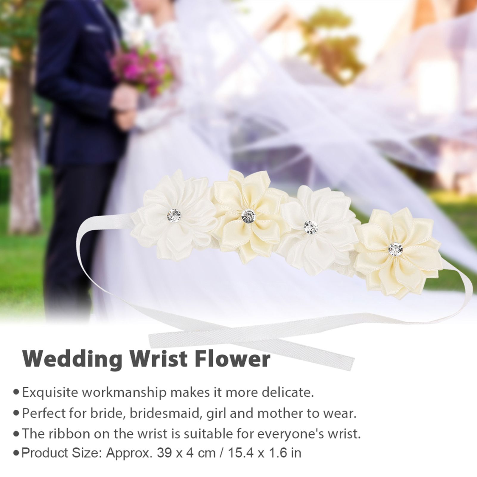 6Pcs Beautiful Bride Bridesmaids Simulation Ribbon Wrist Flower Wedding view 7