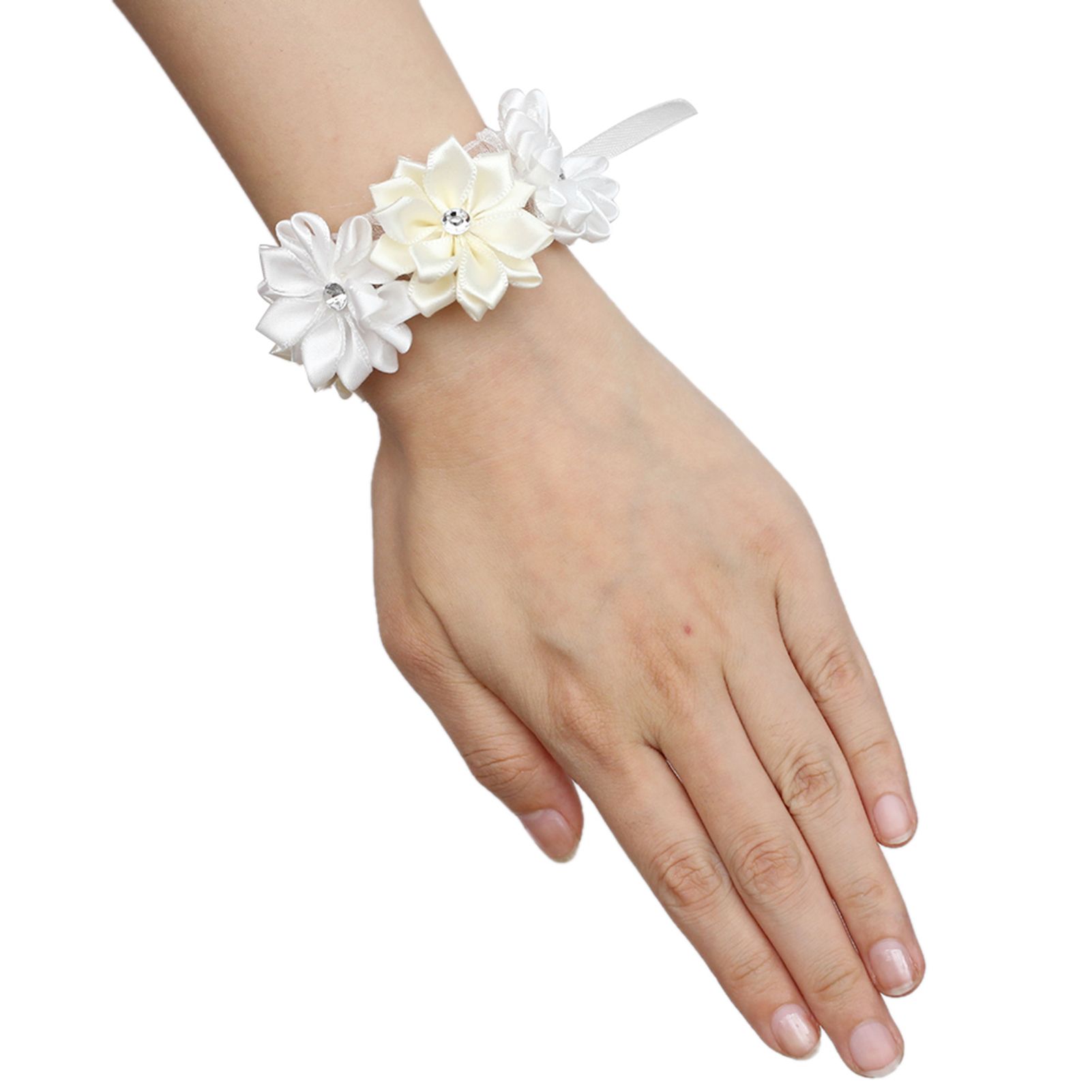6Pcs Beautiful Bride Bridesmaids Simulation Ribbon Wrist Flower Wedding view 8