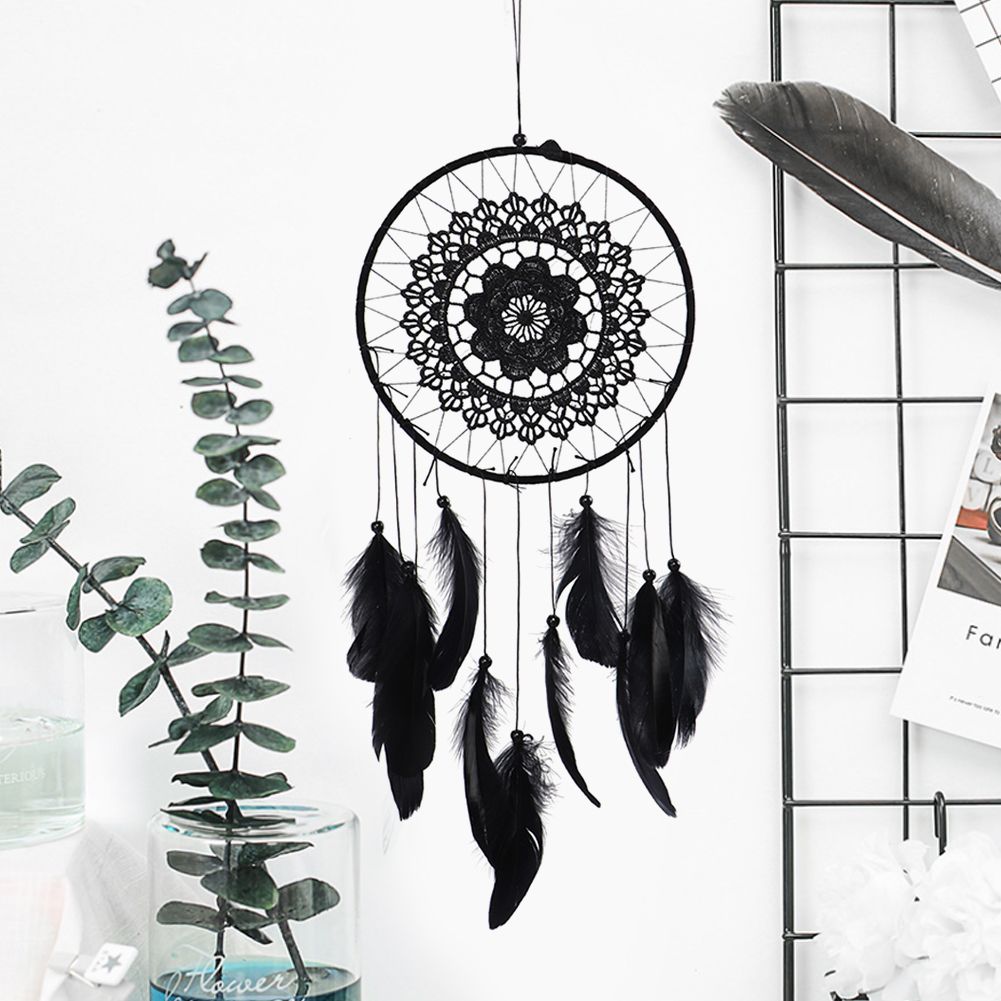 Home Party Decoration Wall Hanging Lace Dreamcatcher Pendant Feather — image 1
