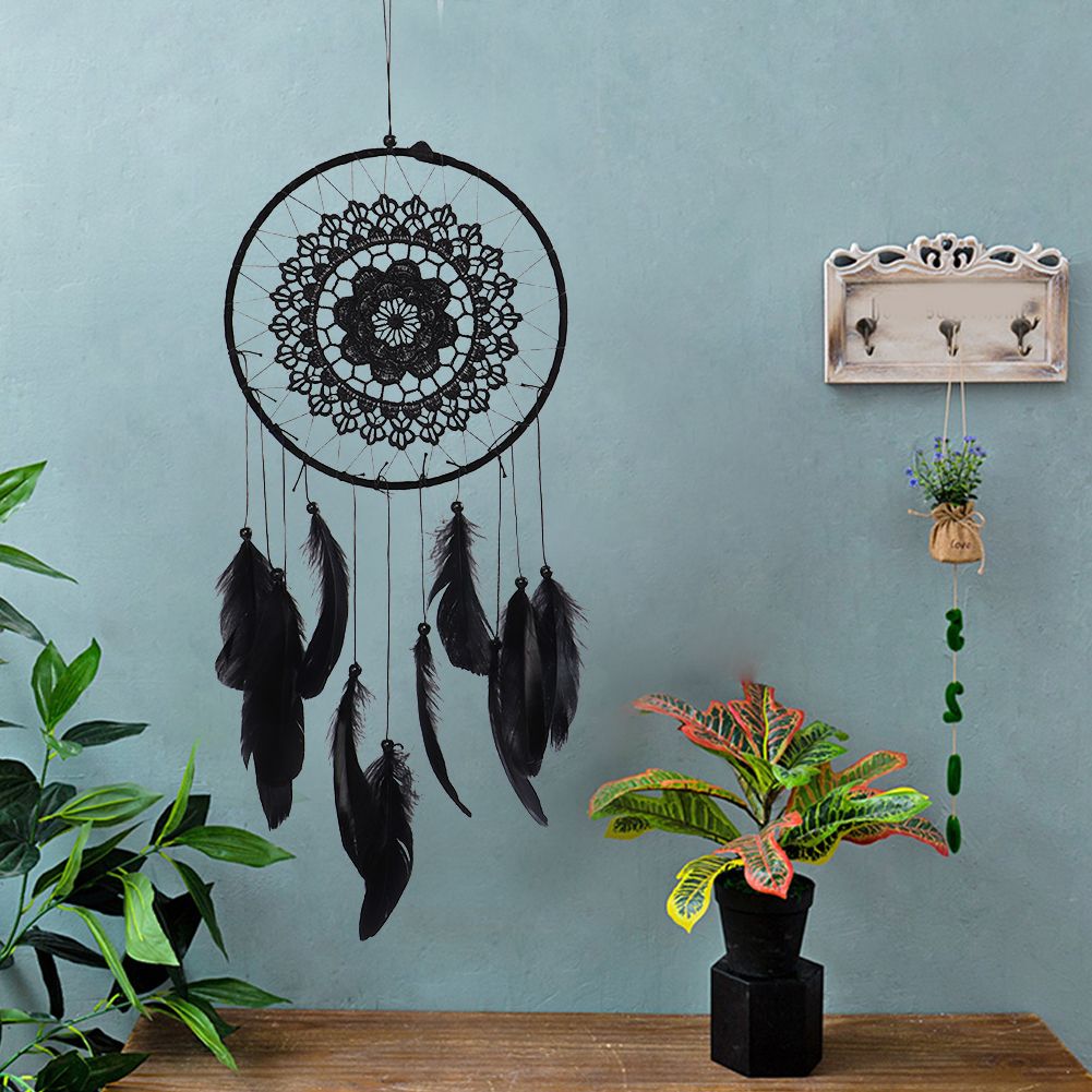 Home Party Decoration Wall Hanging Lace Dreamcatcher Pendant Feather view 3