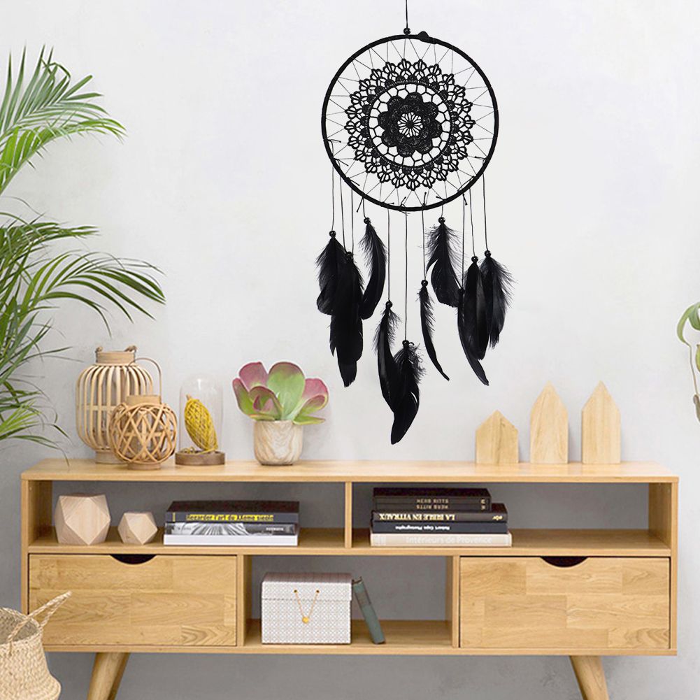 Home Party Decoration Wall Hanging Lace Dreamcatcher Pendant Feather view 4