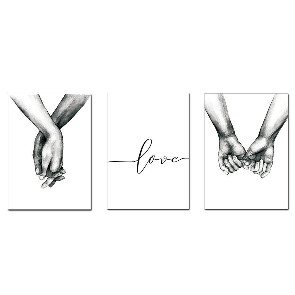 3Pcs 21x30cm Simple Abstract Drawing Hand Letter Wall Art Canvas Painting view 2
