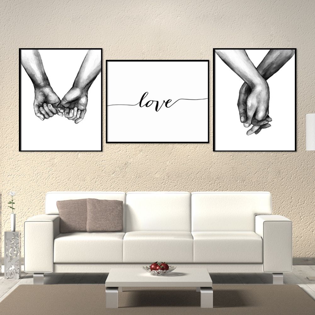 3Pcs 21x30cm Simple Abstract Drawing Hand Letter Wall Art Canvas Painting view 3