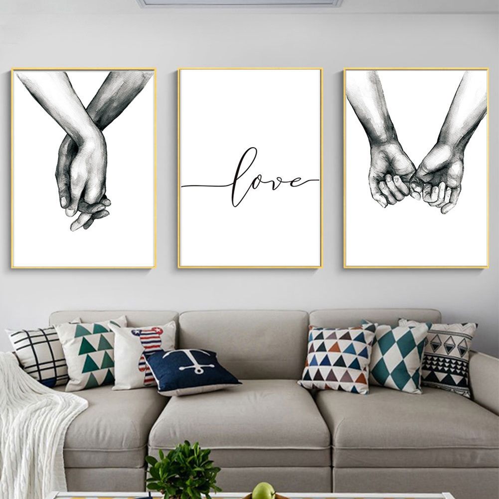 3Pcs 21x30cm Simple Abstract Drawing Hand Letter Wall Art Canvas Painting view 5