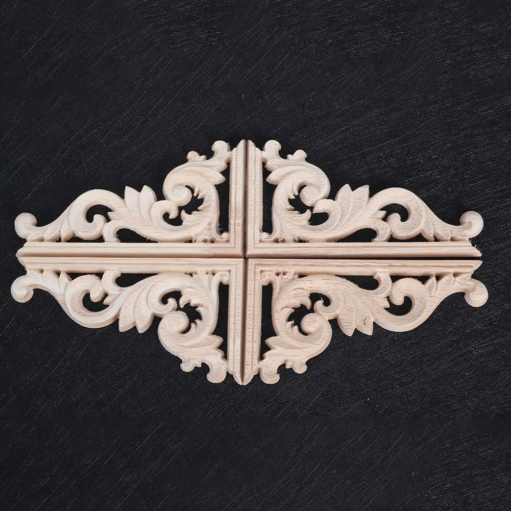 4Pcs European Style Vintage Wood Carving Corner Applique Decal Home Furniture view 5