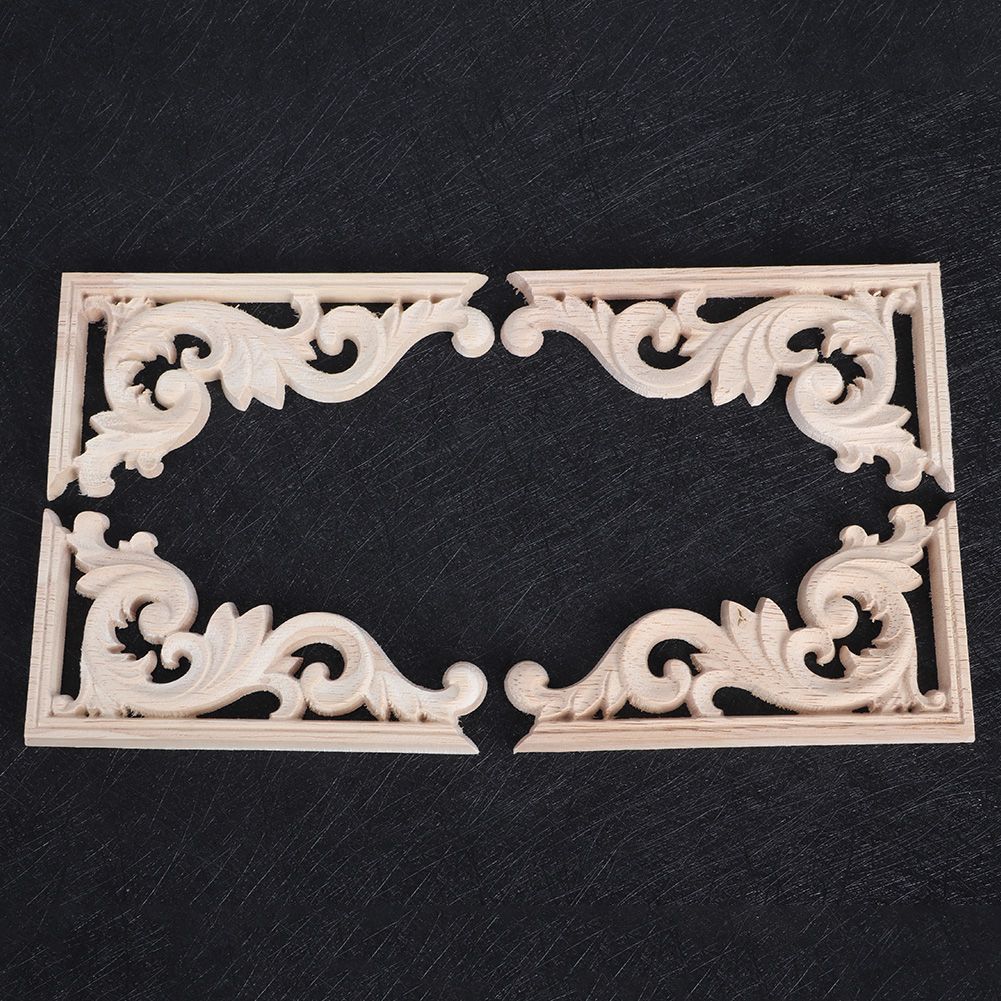 4Pcs European Style Vintage Wood Carving Corner Applique Decal Home Furniture view 6