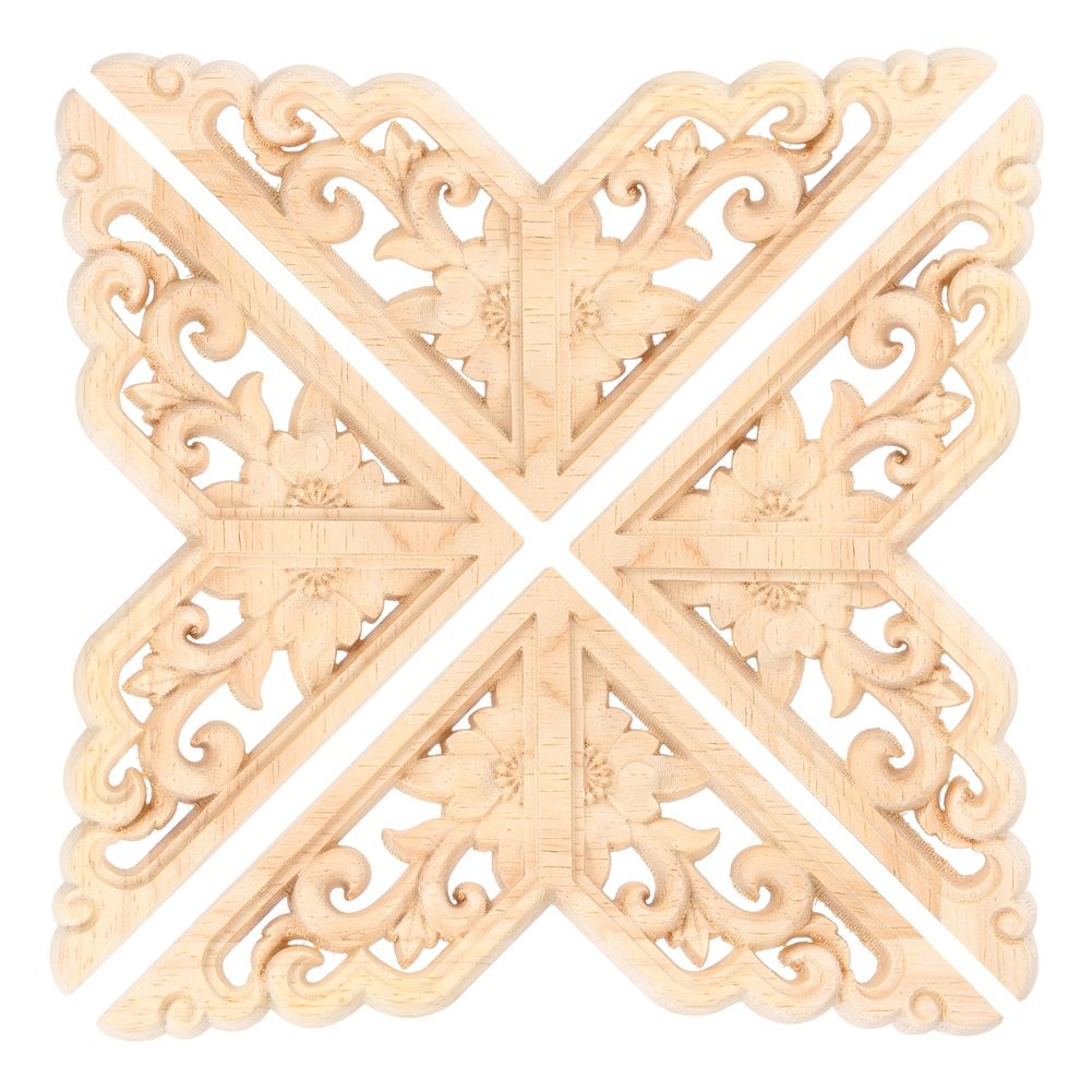 4PCS Wood Carved Onlay Applique Woodcarving Corner Decal Home Furniture Decoration view 3