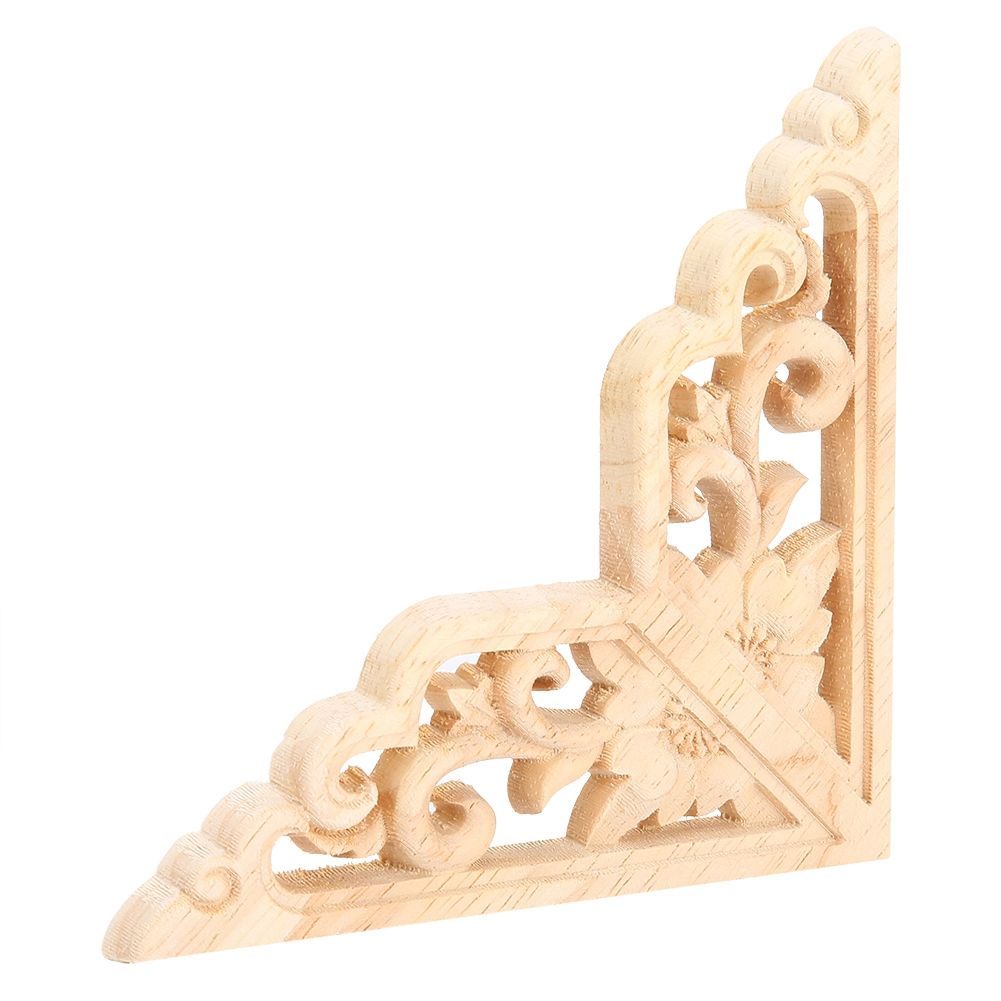 4PCS Wood Carved Onlay Applique Woodcarving Corner Decal Home Furniture Decoration view 5