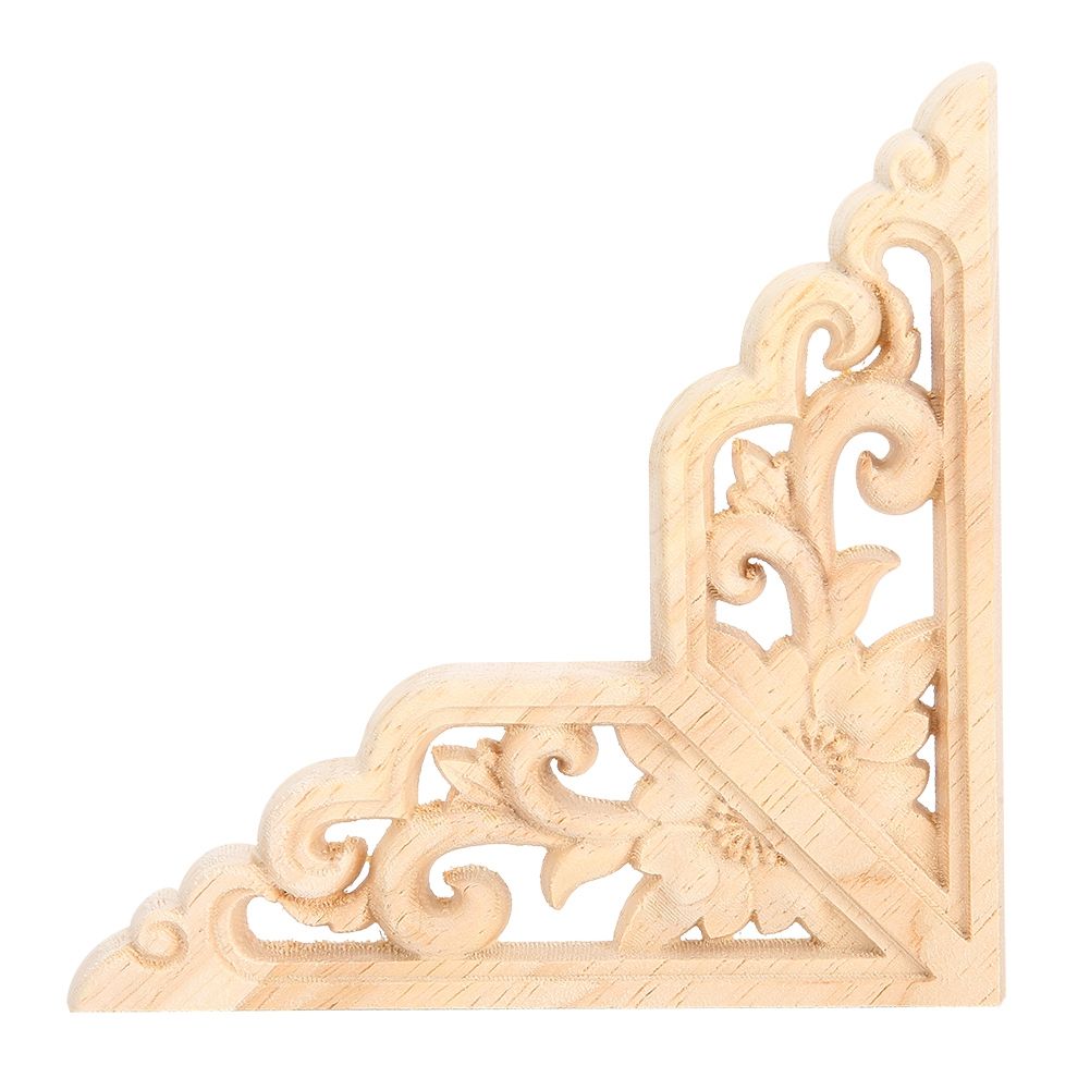 4PCS Wood Carved Onlay Applique Woodcarving Corner Decal Home Furniture Decoration view 6
