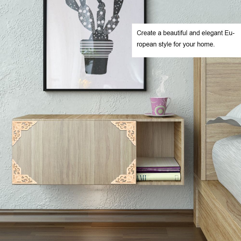 4PCS Wood Carved Onlay Applique Woodcarving Corner Decal Home Furniture Decoration view 8