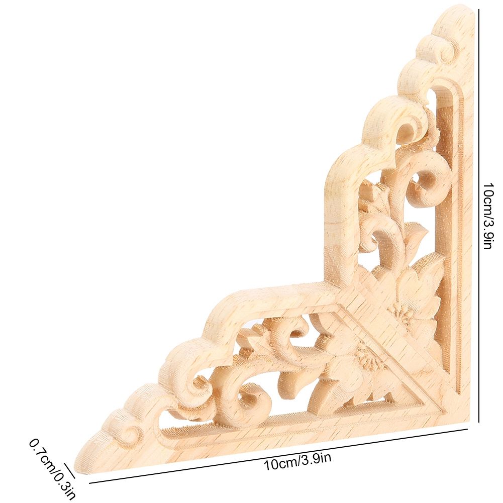 4PCS Wood Carved Onlay Applique Woodcarving Corner Decal Home Furniture Decoration view 9