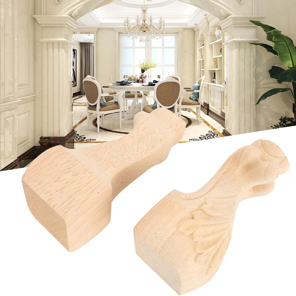 2PCS Wood Carved Furniture Leg Replacement for Coffee Table Chair Cabinet Sofa view 6