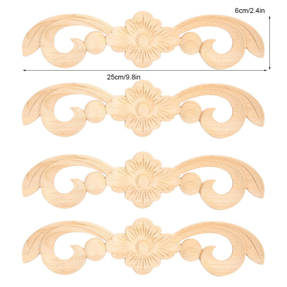 4Pcs 25x6cm Flower Wood Carved Applique Decor Home Furniture Decoration view 10