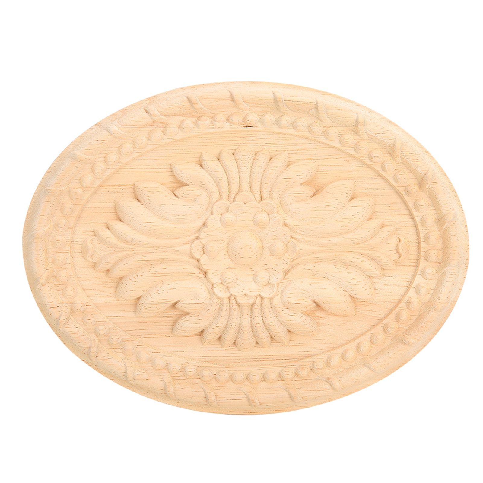 Wooden Carved Onlay Applique Oval Carving Decal Unpainted Home Furniture Decor view 2
