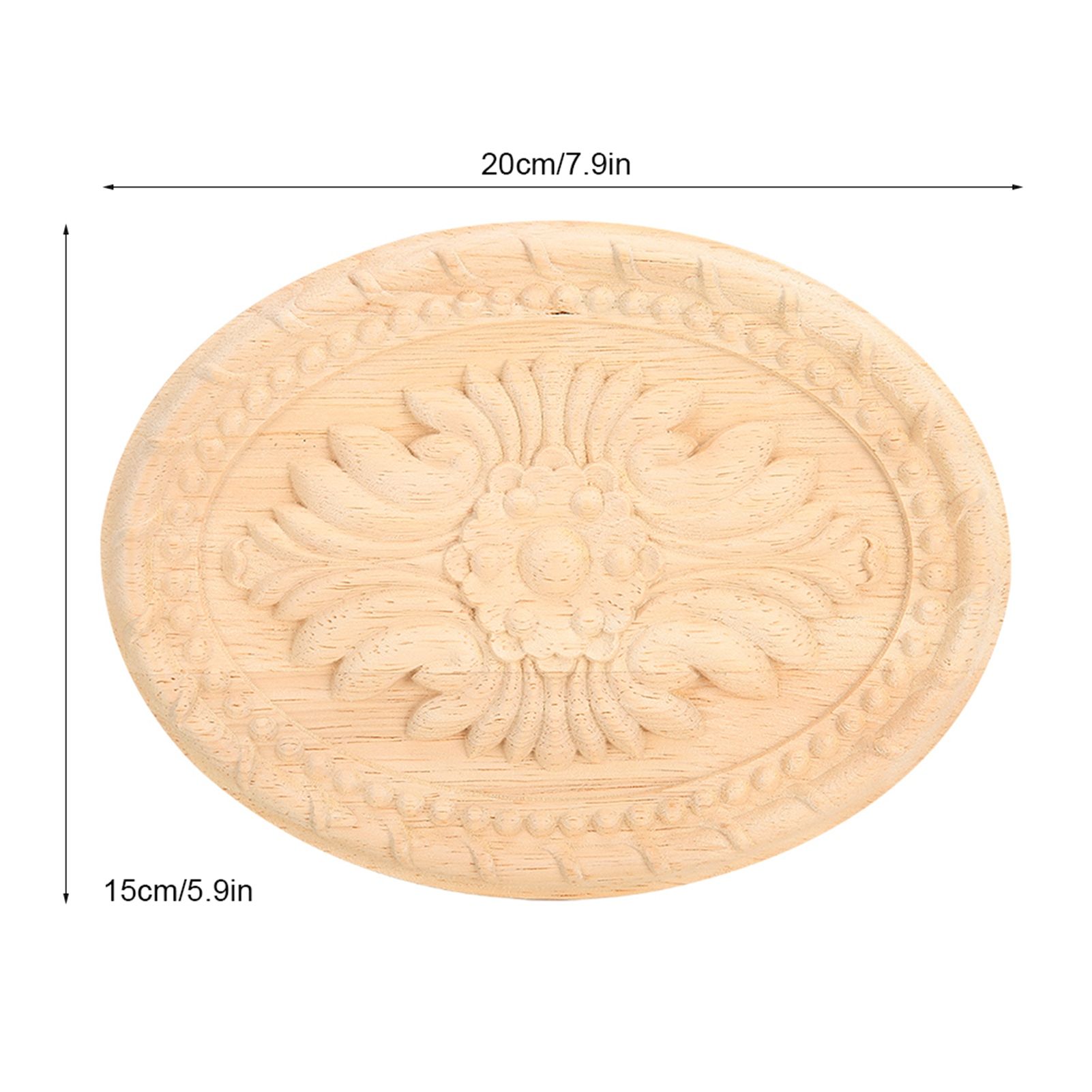 Wooden Carved Onlay Applique Oval Carving Decal Unpainted Home Furniture Decor view 11