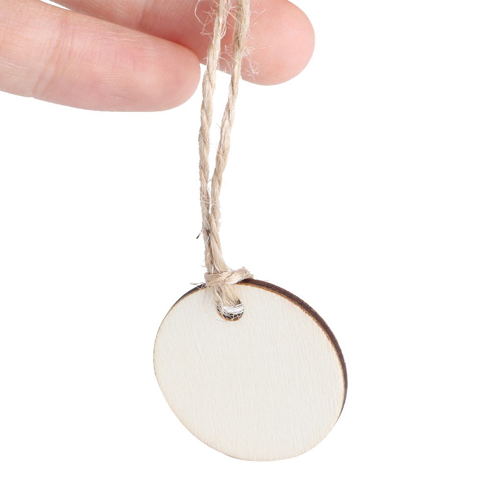 50Pcs Round Wooden Hanging Pendant with Strings for Wedding DIY Craft Festival view 10