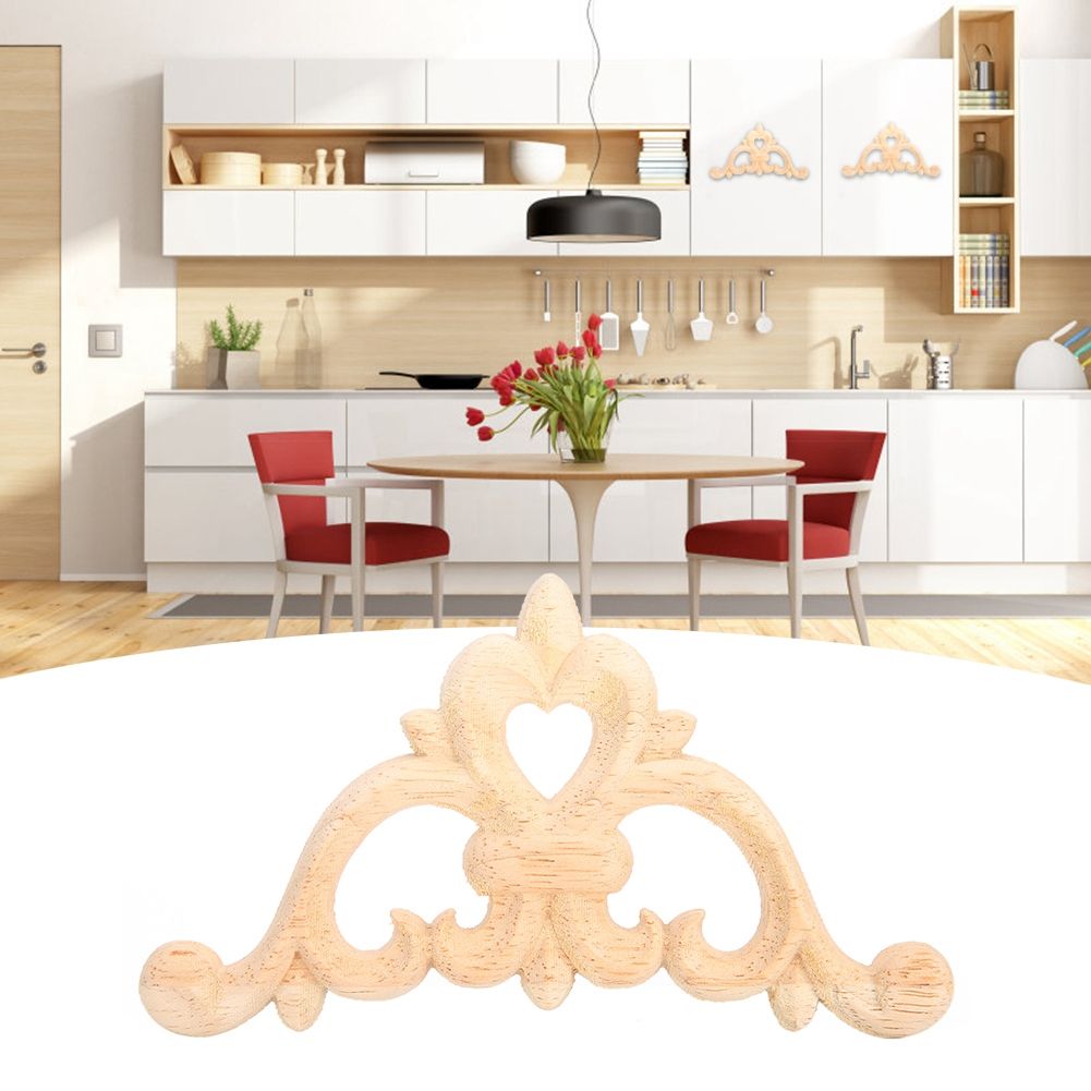 4pcs Wood Carved Corner Onlay Applique Unpainted Cabinet Decal for Home — image 1