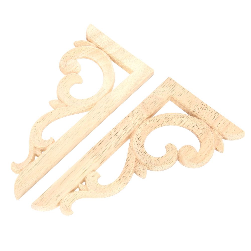 2pcs Wood Carved Corner Applique Unpainted Decal for Home Furniture view 3