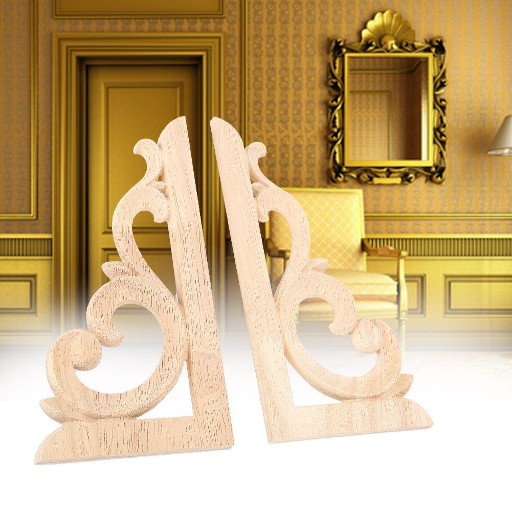 2pcs Wood Carved Corner Applique Unpainted Decal for Home Furniture view 7