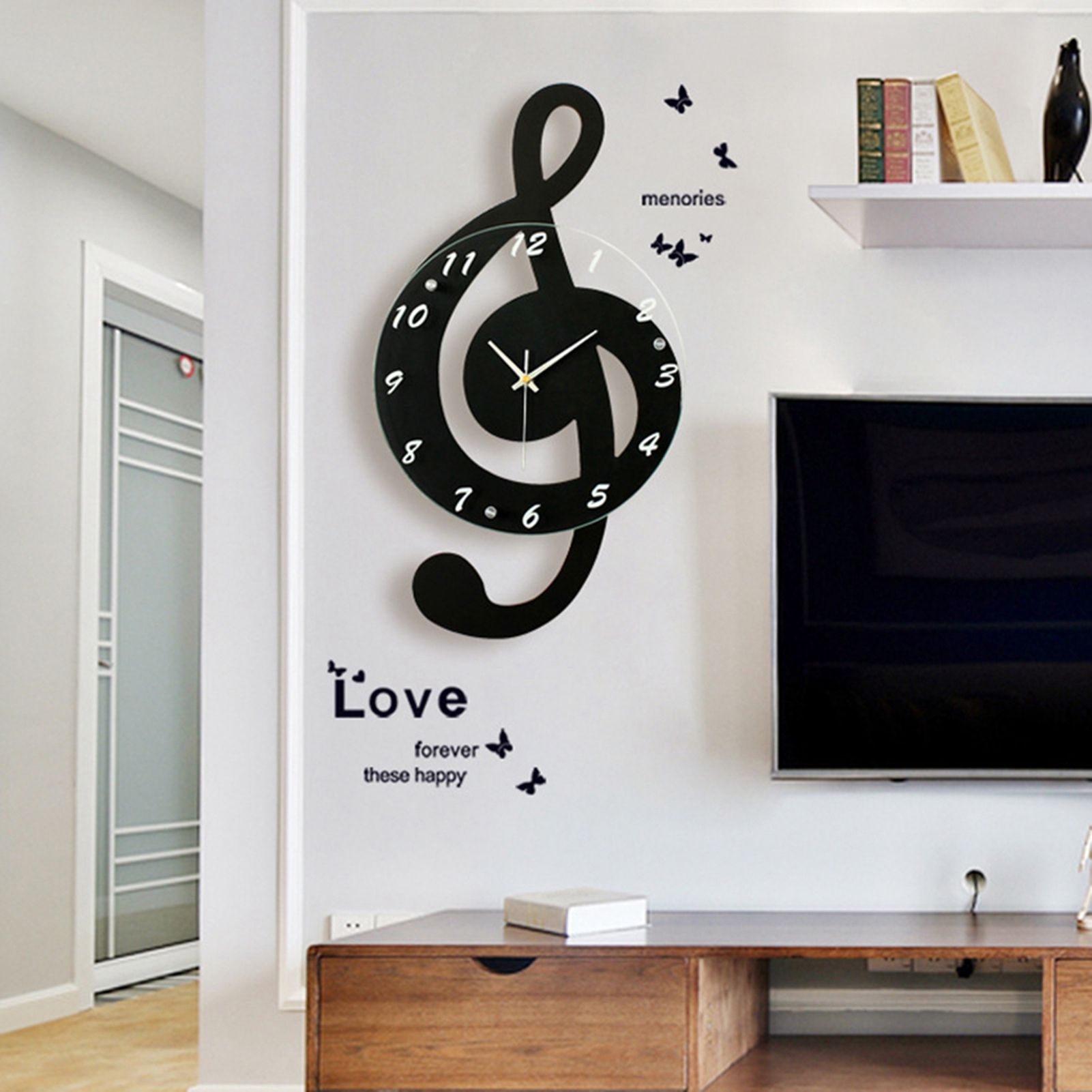 Innovative Musical Note Electronic Wall Clock Fashionable Silent Quartz Clock view 3