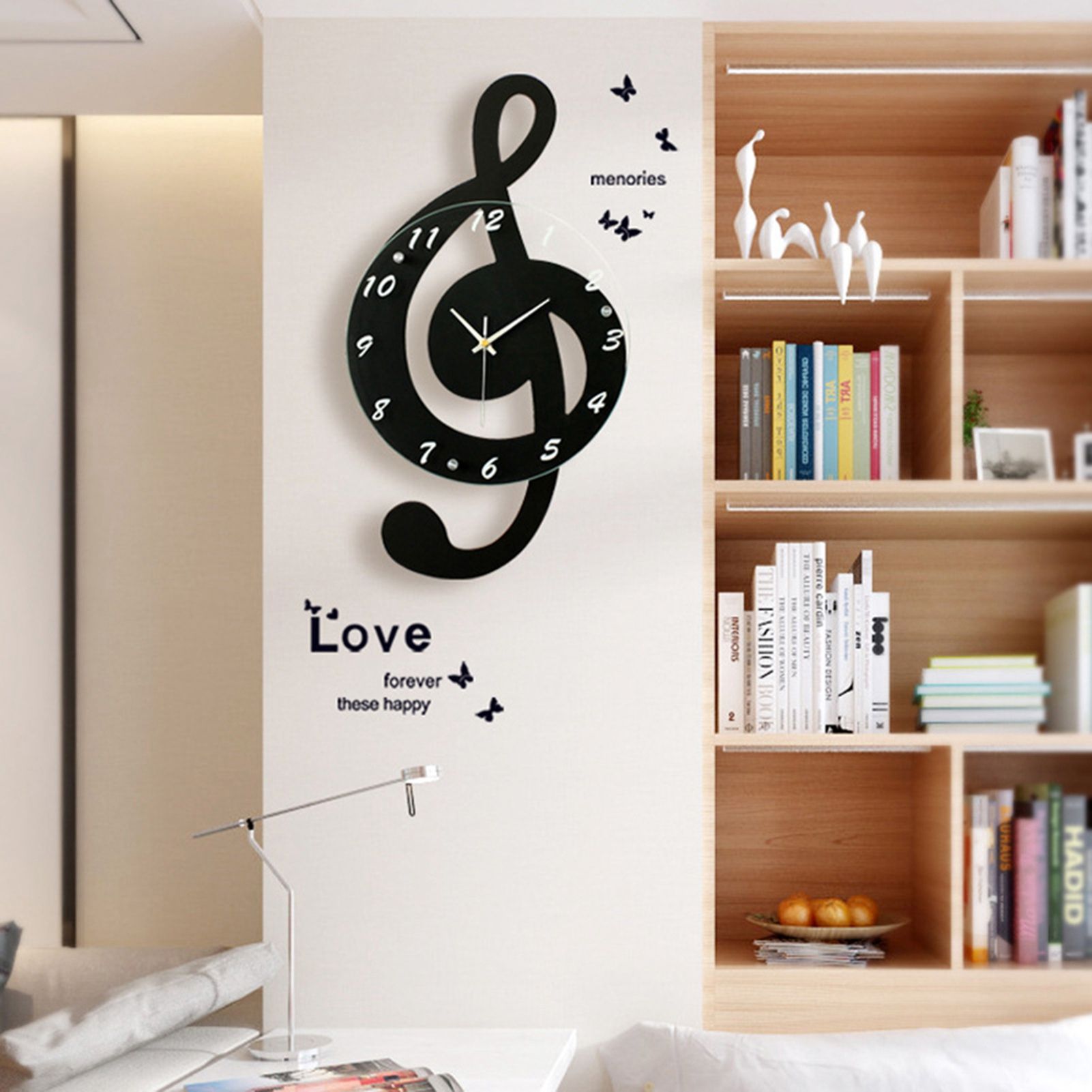 Innovative Musical Note Electronic Wall Clock Fashionable Silent Quartz Clock view 4