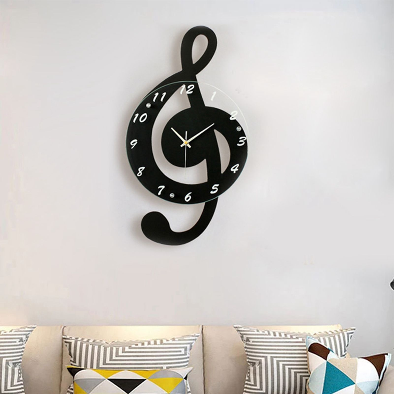 Innovative Musical Note Electronic Wall Clock Fashionable Silent Quartz Clock view 5