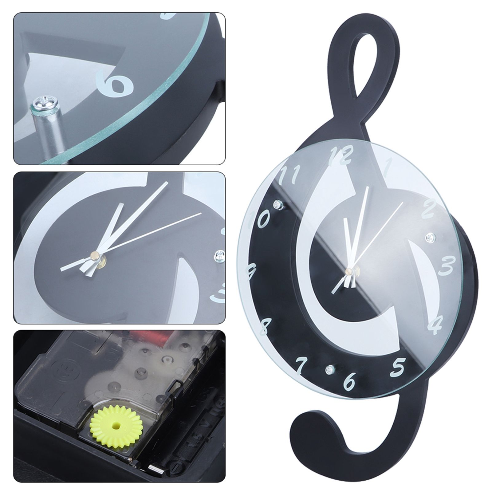 Innovative Musical Note Electronic Wall Clock Fashionable Silent Quartz Clock view 9