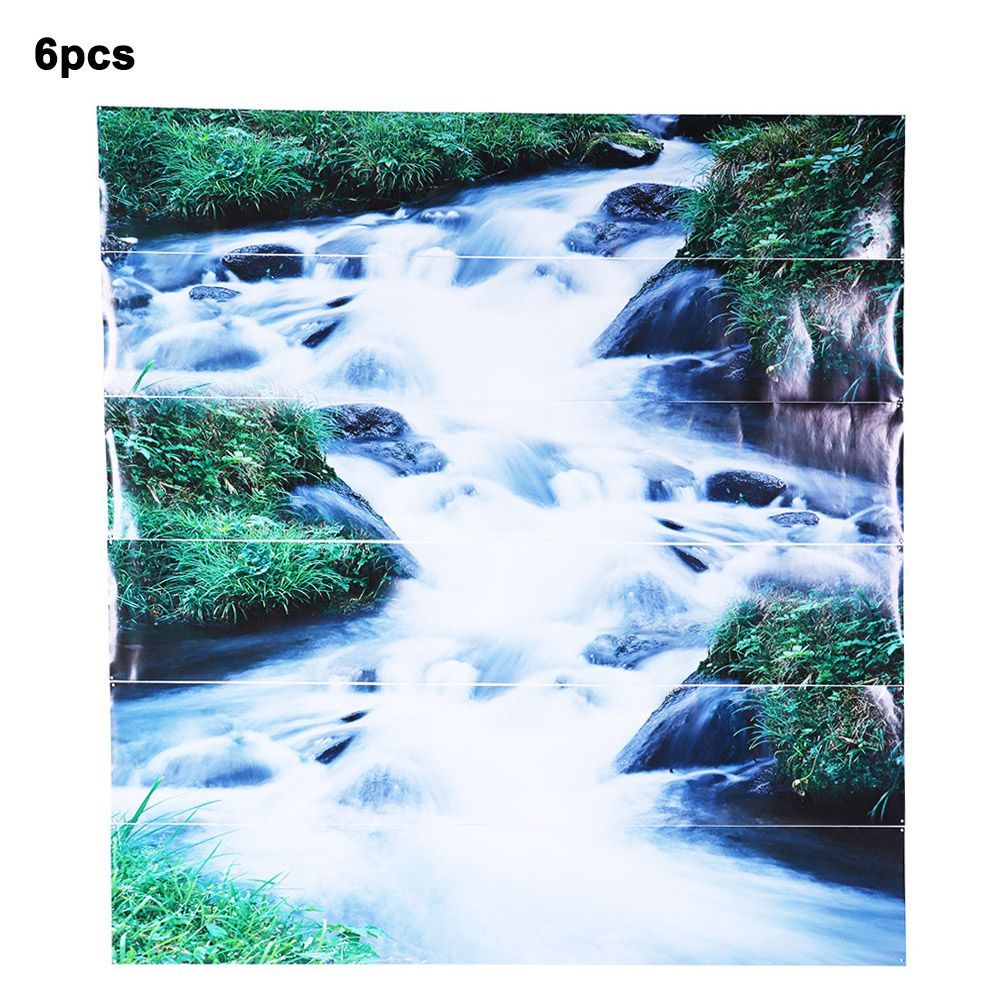 6pcs Waterproof Waterfall Pattern Stair Stickers 3D Self Adhesive Wall Floor view 2