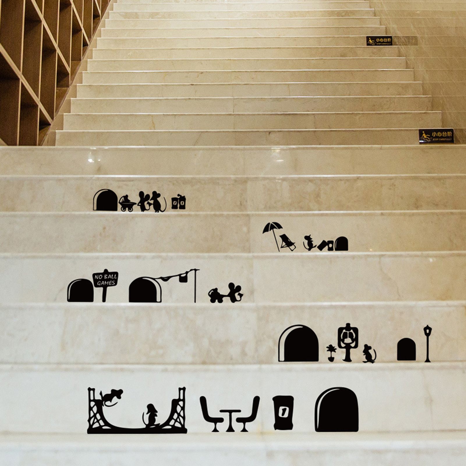 Mouse Hole Pattern Wall Stickers DIY Stairs Stickers Wall Decal for Home Decor