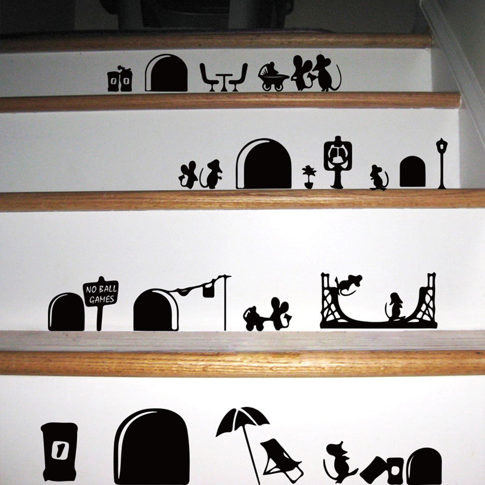 Mouse Hole Pattern Wall Stickers DIY Stairs Stickers Wall Decal for Home Decor view 4