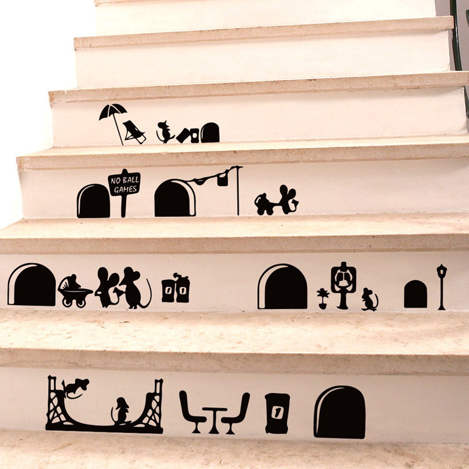Mouse Hole Pattern Wall Stickers DIY Stairs Stickers Wall Decal for Home Decor view 5