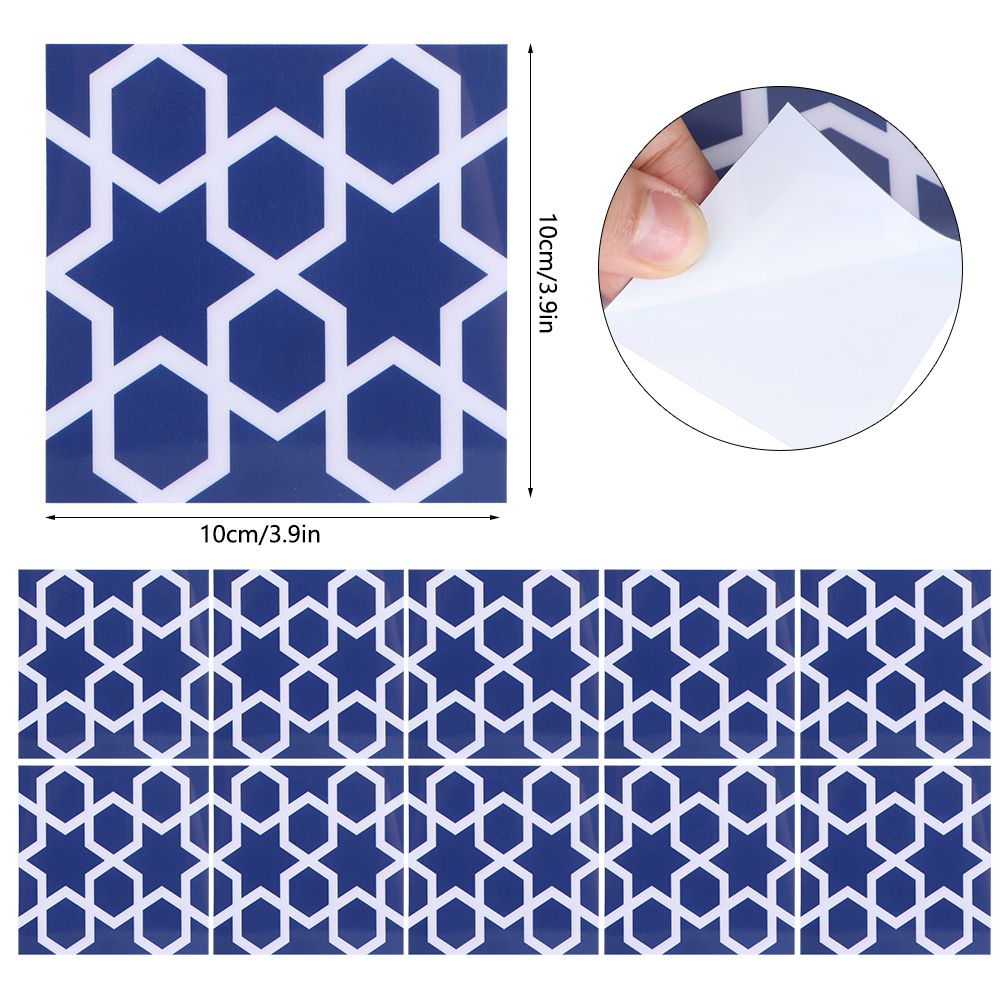 10x10cm Kitchen Bathroom Waterproof Non-Slip Floor Wall Tile Sticker for Home view 8