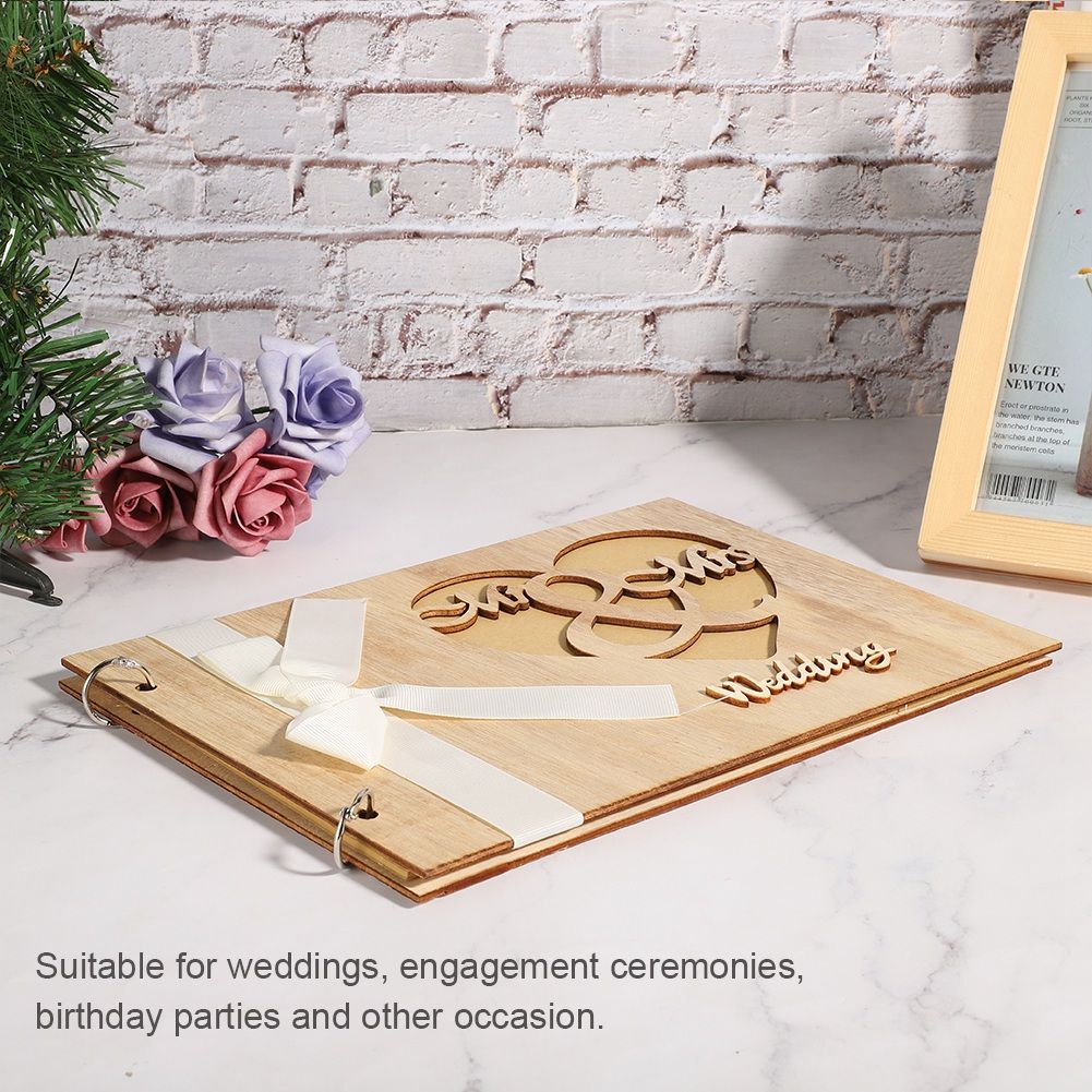 Wooden Wedding Guest Book Album Sign Notebook Wedding Anniversary Decoration view 8