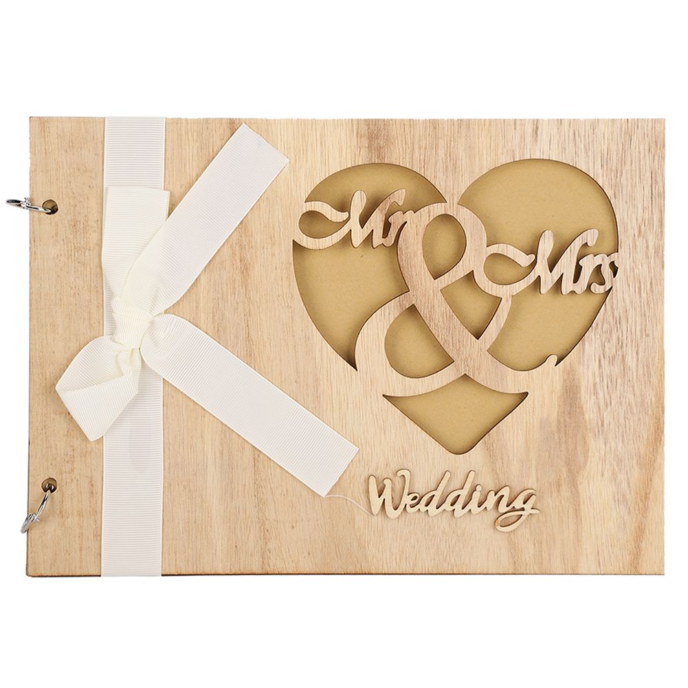 Wooden Wedding Guest Book Album Sign Notebook Wedding Anniversary Decoration view 10
