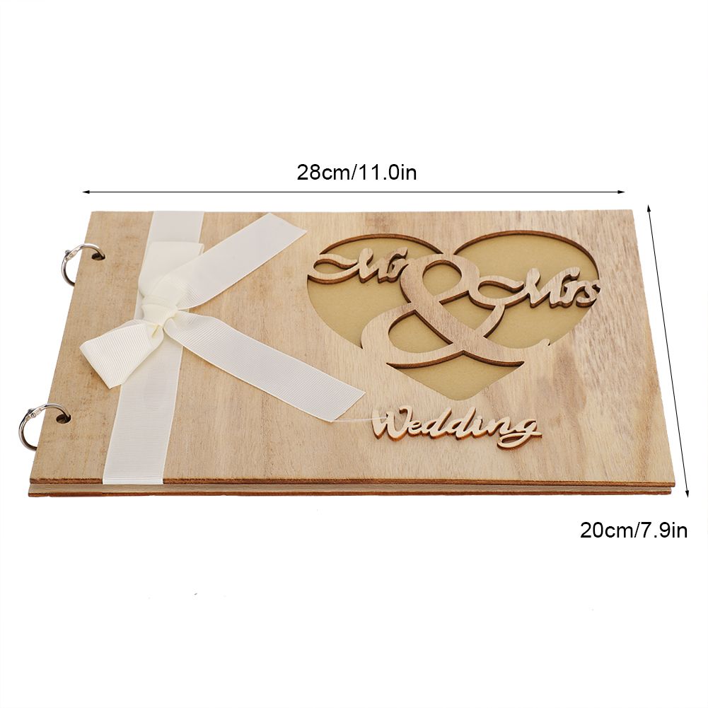 Wooden Wedding Guest Book Album Sign Notebook Wedding Anniversary Decoration view 11