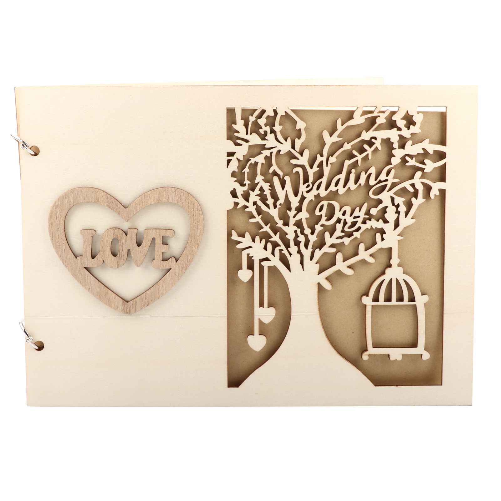 Wooden Wedding Guest Book Album Message Notebook for Wedding Engagement view 2