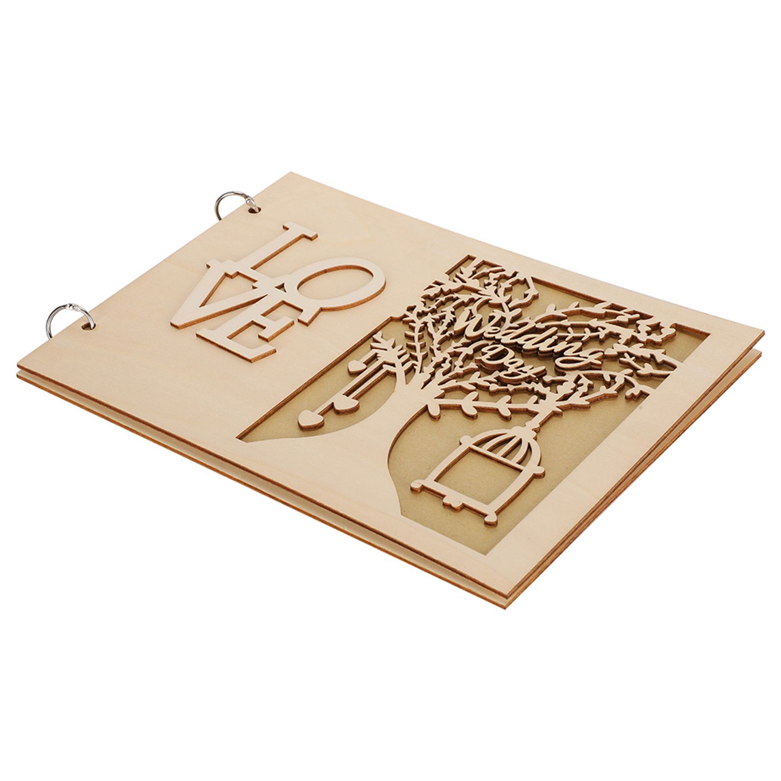 Wooden Wedding Guest Book Album Message Notebook for Wedding Engagement view 3