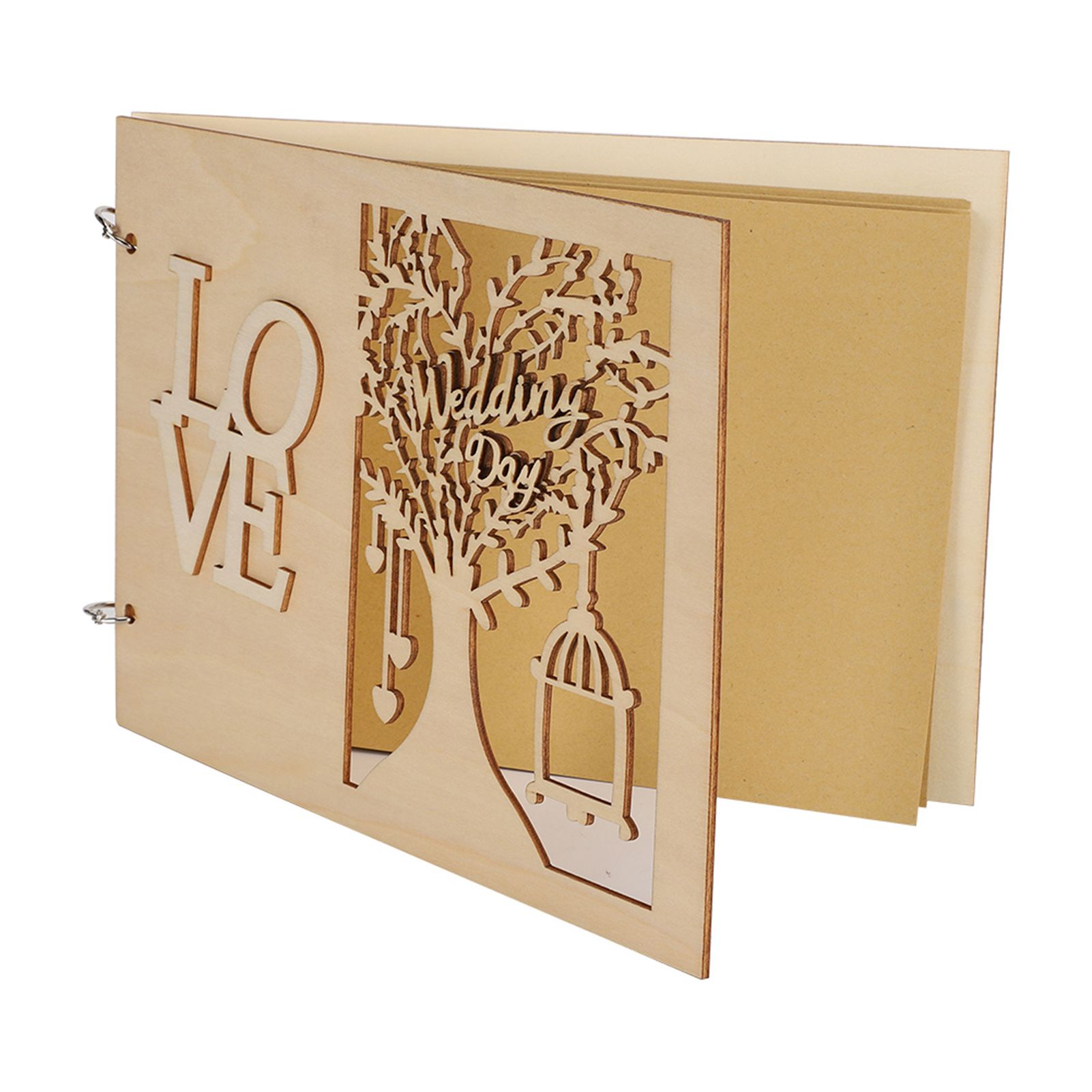 Wooden Wedding Guest Book Album Message Notebook for Wedding Engagement view 4