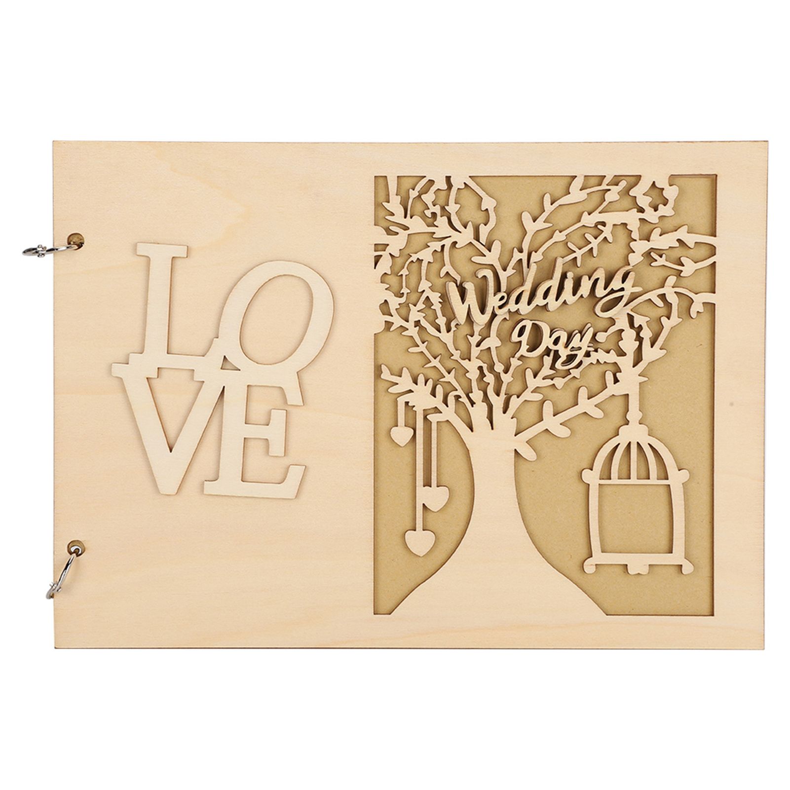 Wooden Wedding Guest Book Album Message Notebook for Wedding Engagement view 11